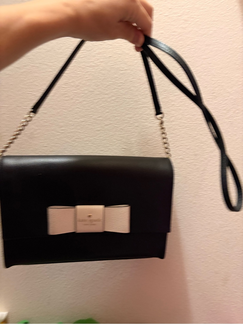 kate spade Black Leather Crossbody with Cream Bow - Picture 5 of 5